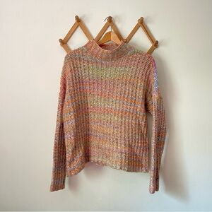 Marled Multicolor Knit Mock Neck Sweater